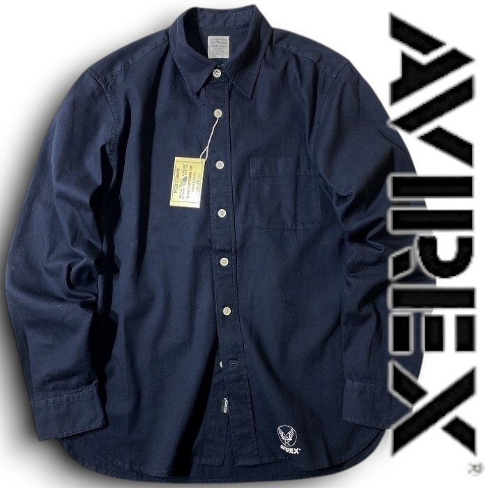 AVIREX アヴィレックス 洗い加工 コットンツイル レギュラーカラー 長袖 カジュアルシャツ デイリーウェア 6125145 87 XL ▲017▼60331w08
