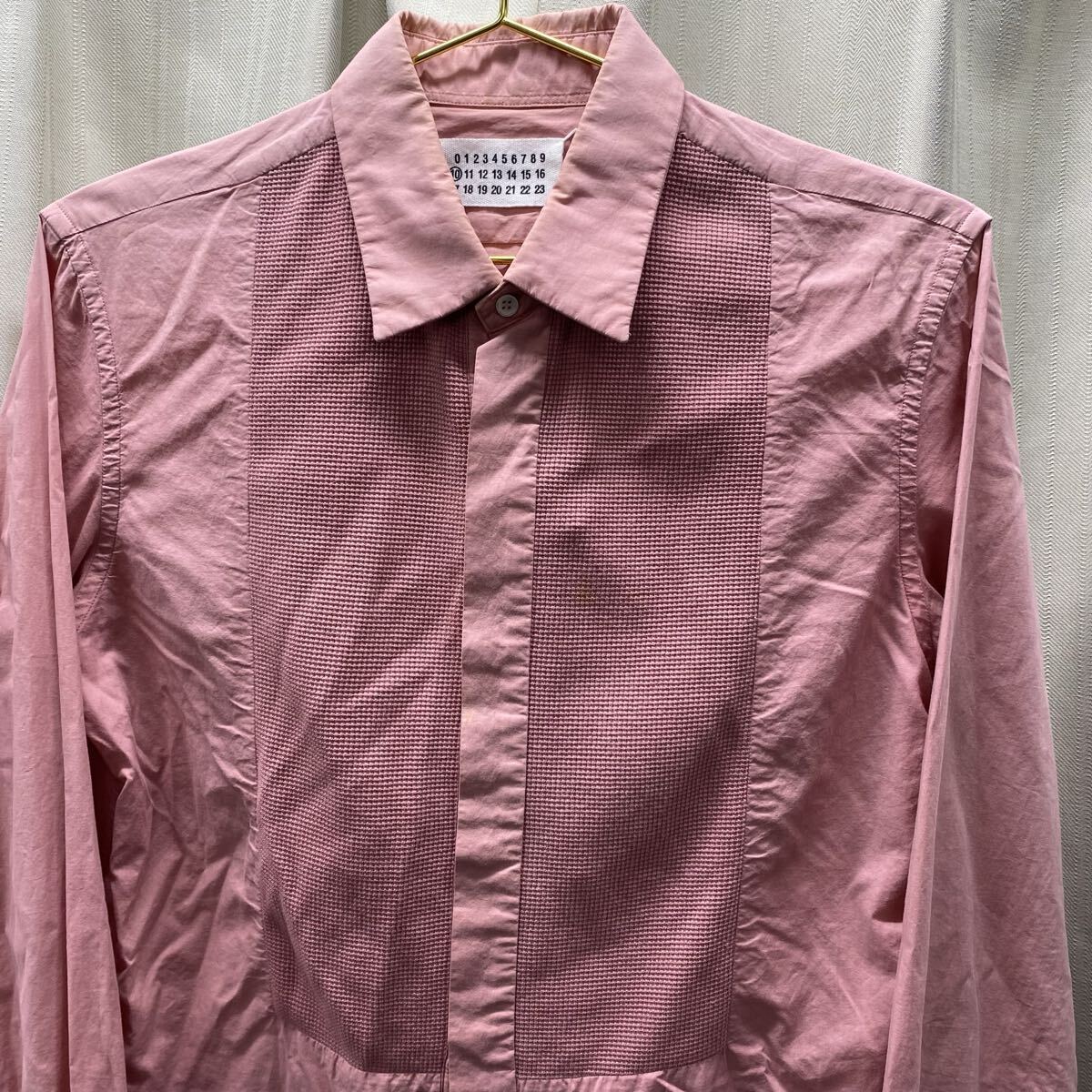 【国内希少！】　Maison Margiela メゾンマルジェラ　 シャツ 長袖 ワイシャツ ピンク　ステッチ　 古着　デザイナーズ　F51