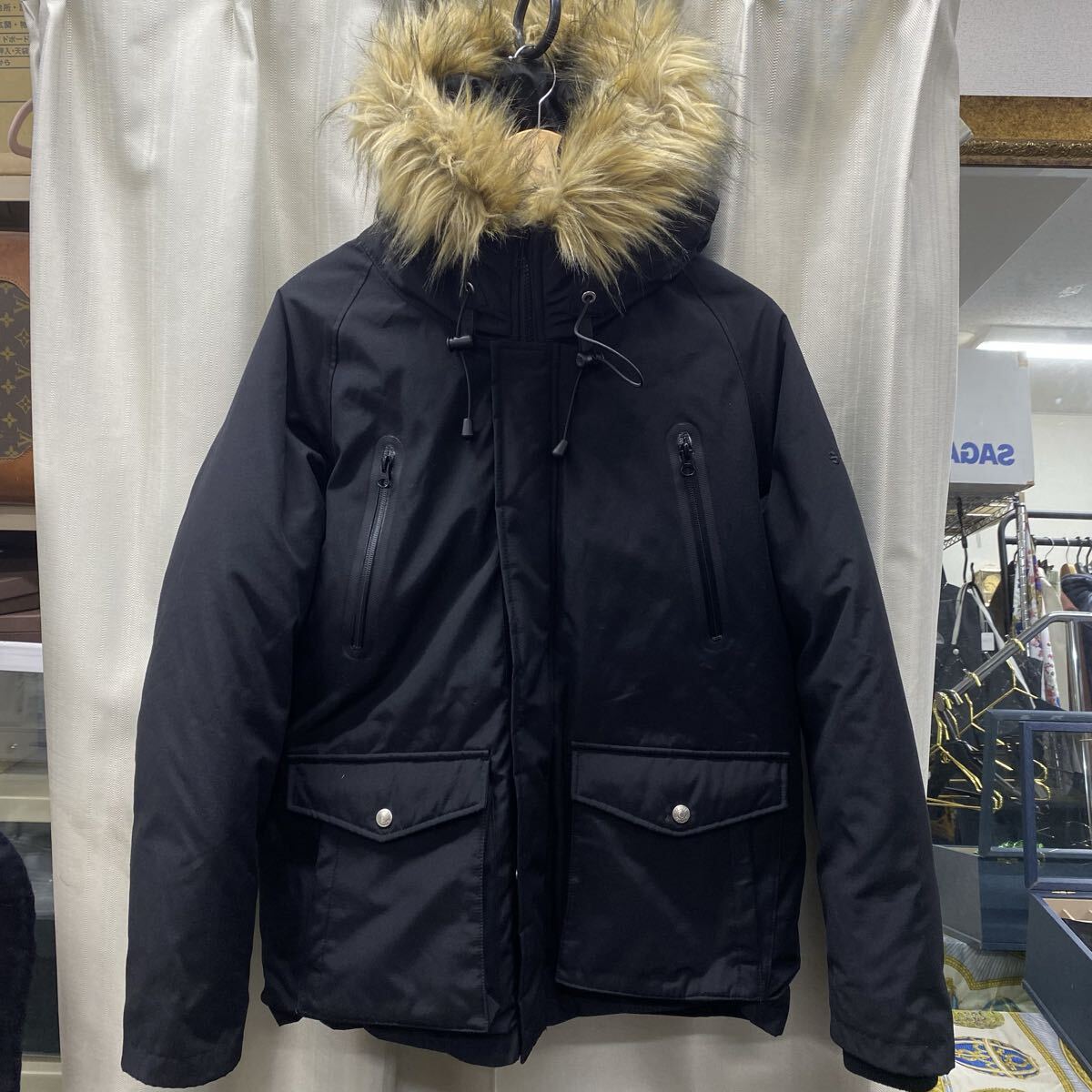 美品！　Schott ショット　 シュノーケル　ダウンジャケット　ファー　フード　フーディ　パーカー　ブラック　Sサイズ　F58