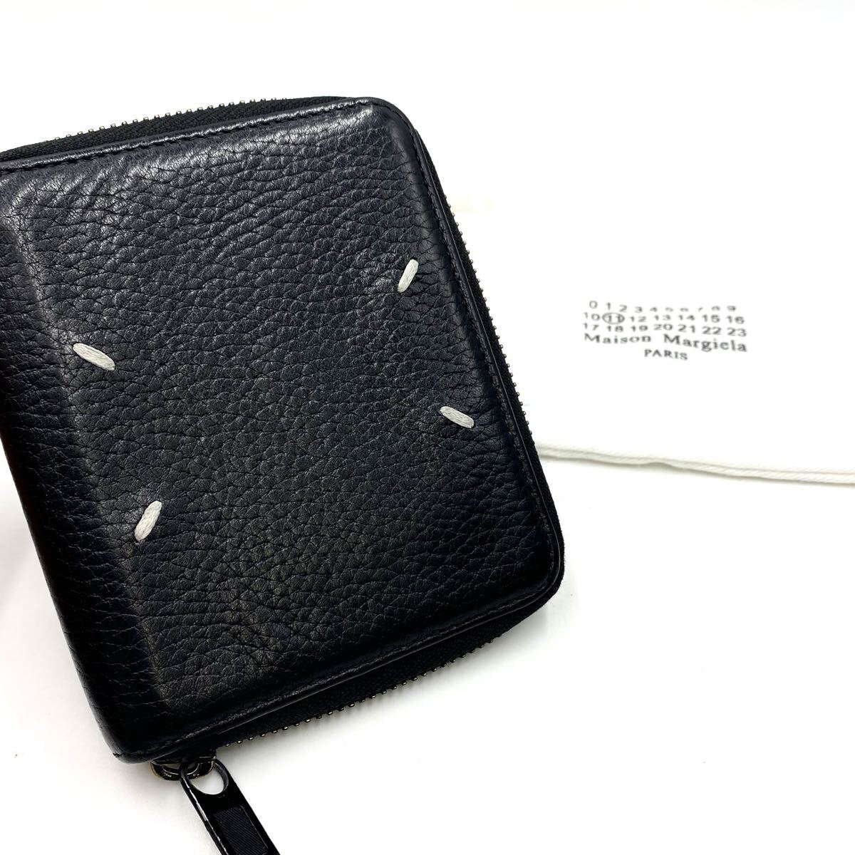 Maison Margiela メゾンマルジェラ　 4ステッチ　 二つ折り財布　ウォレット　レザー　ブラック　ジップアラウンド　F73