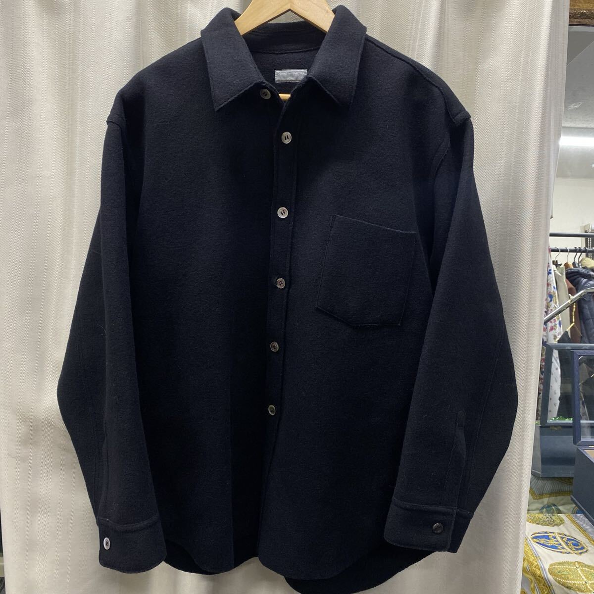 極上美品　COMME des GARONS コムデギャルソン　 オム　オーバーシャツジャケット　長袖　ウール　ブラック　メンズ　　F77