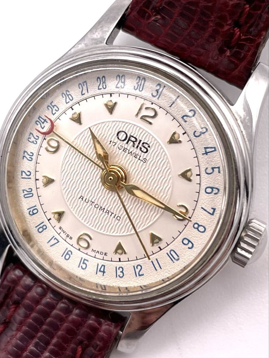 【稼働品】オリス ORIS 裏スケ 7405B 自動巻 オートマチック　ビッグ　クラウン ポインターデイト　17石 腕時計　ヴィンテージ　②
