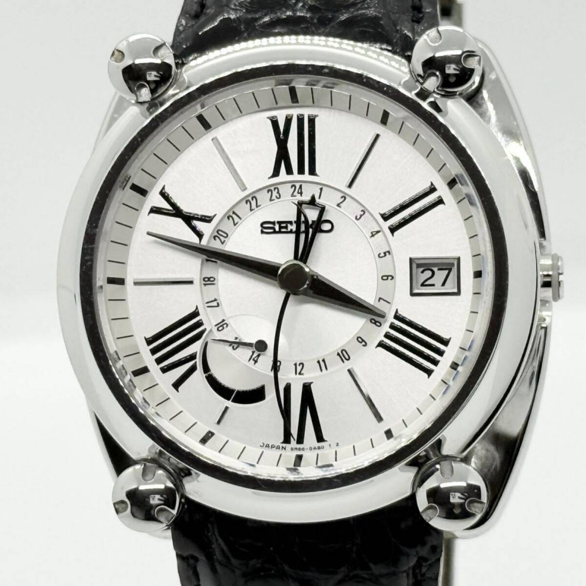 SEIKO セイコー GALANTE ガランテ GMT 5R66-0AC1 SBLA035 ホワイト AT メンズ 腕時計 稼働品
