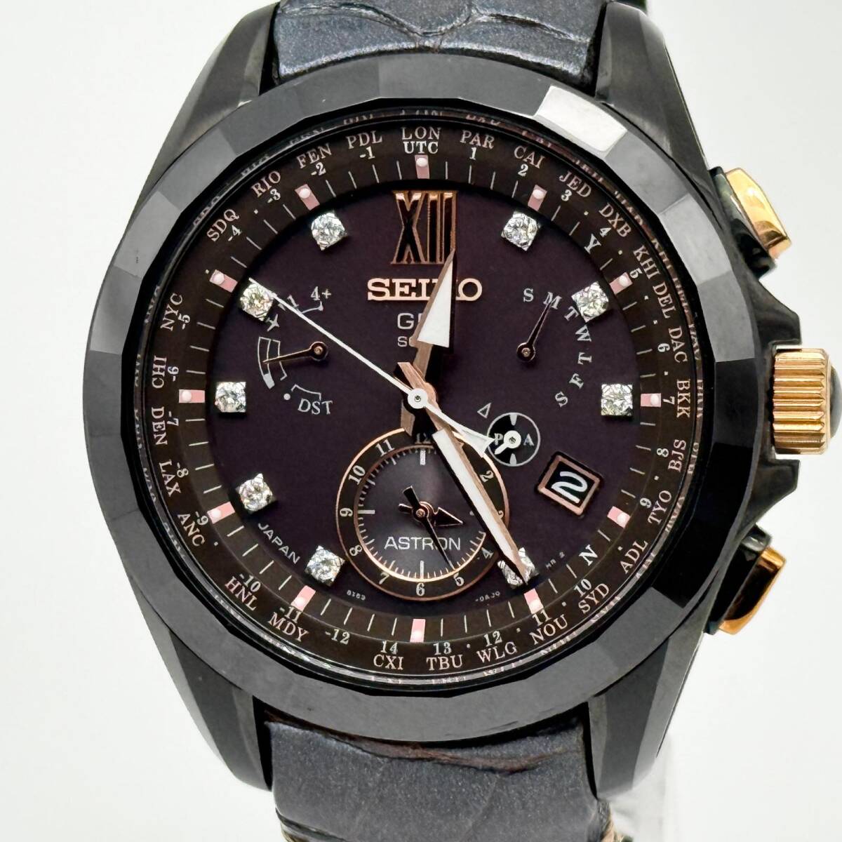 SEIKO セイコー ASTRON アストロン 8X53-0AP0 SBXB083 ブラウン ソーラー電波 メンズ ダイヤモンド 限定 腕時計 稼働品 箱 保証書