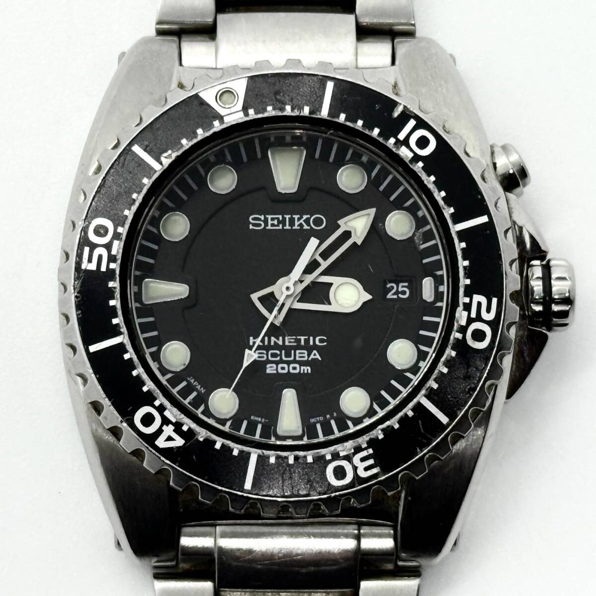 SEIKO セイコー KINETIC キネティック スキューバ 200m 5M62-0BL0 ブラック AT メンズ 腕時計 訳あり