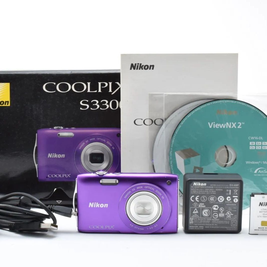 Nikon ニコン coolpix S3300 パープル 元箱 /2732動作OK 返金保証