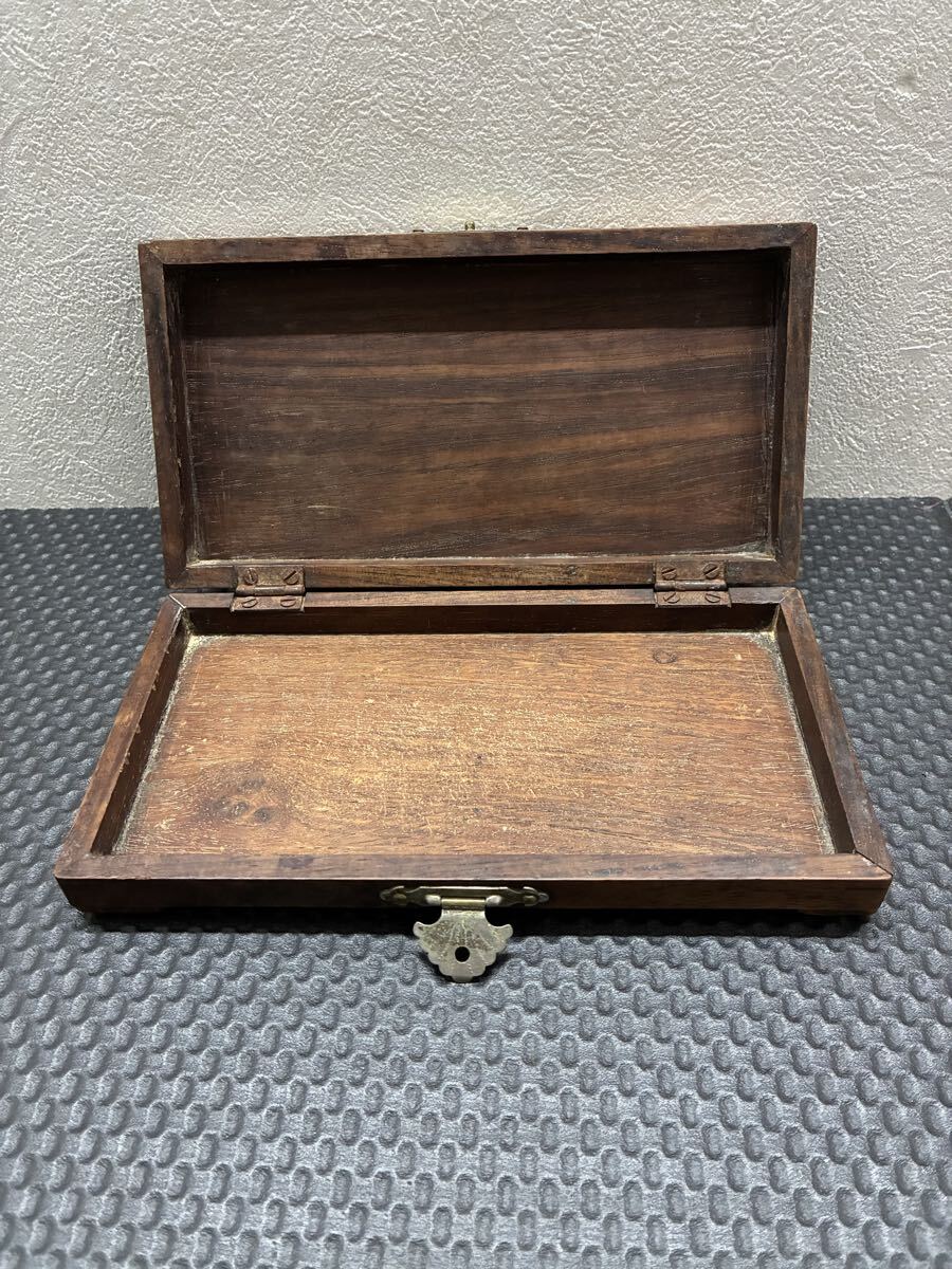 アンティーク 木製 木箱 小物入れ 古民具 コレクション 当時物 レトロ　紅木 唐木 紫檀