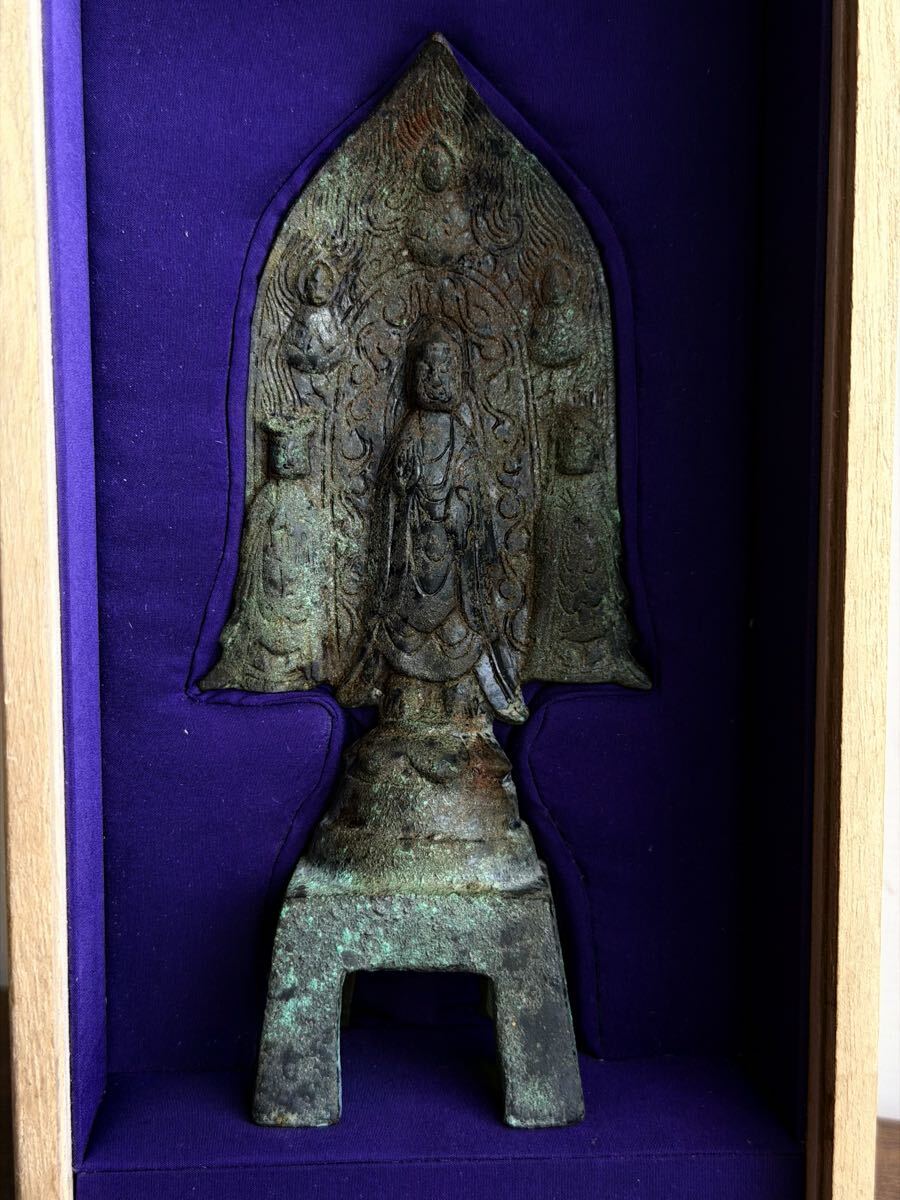 中国古美術 仏教美術 時代物 旧家蔵出し 共箱 仏像 金銅仏