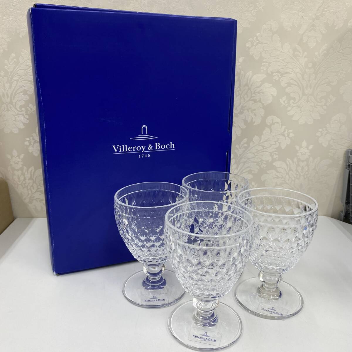 C-93479R【現状品】Villeroy&Boch ビレロイ＆ボッホ ワイングラス ボストン 直径約8cm×高さ約12cm クリスタルガラス 食器 ギフト