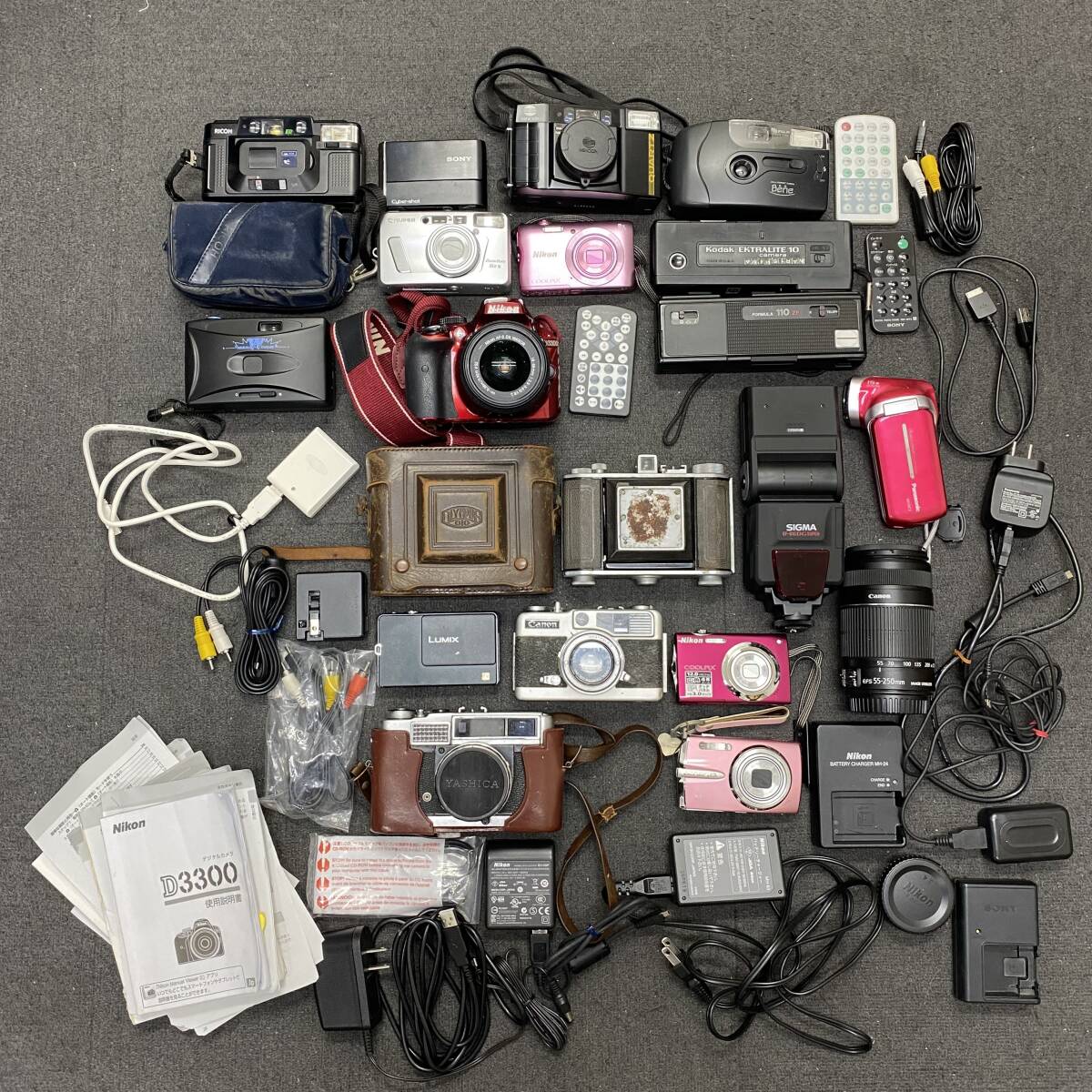 C-92612【1円スタート】カメラ おまとめ Nikon SONY Canon Kodak MINOLTA FUJI RICOH 通電動作未確認 ジャンク品混在 現状品 デジカメ 一眼