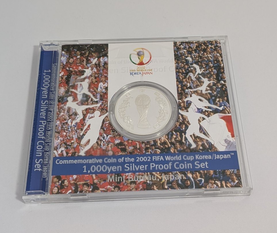 B-02597N 日韓ワールドカップ 千円銀貨 純銀 31.1g 現状品 保管品 記念硬貨 サッカー 2002年 平成14年 FIFA 1000円