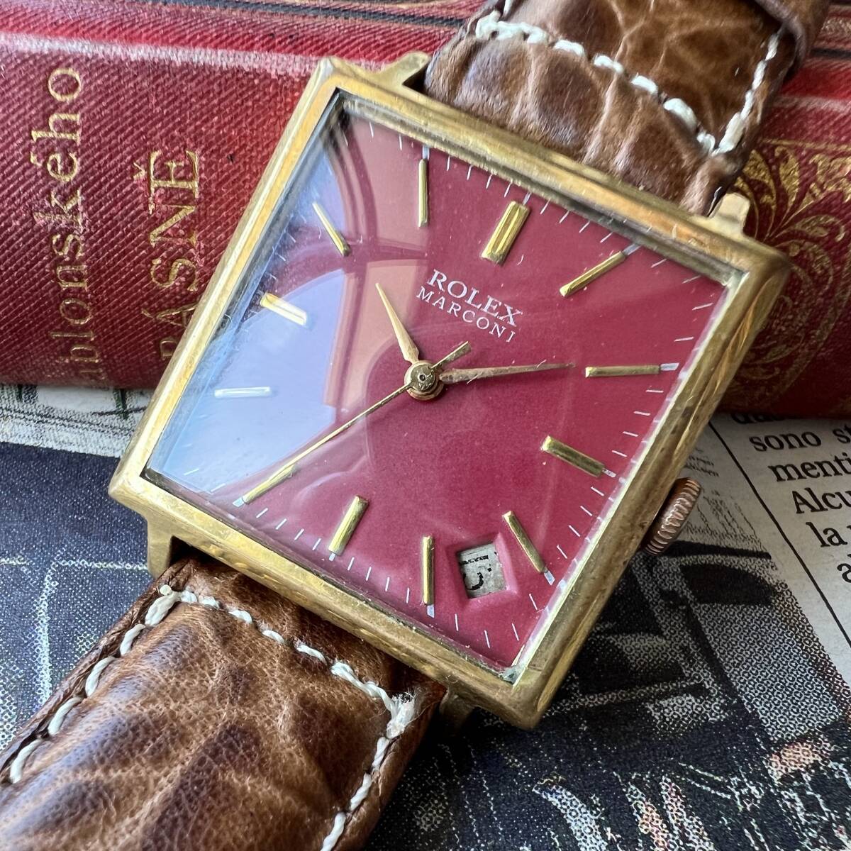 rolex ロレックス　マルコーニ　1910　18KGP　デイト　手巻き　動作良好　　メンズ腕時計　