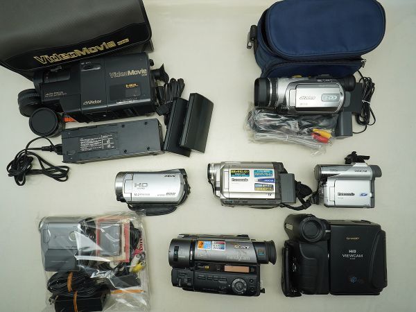 ★ビデオカメラなど★SONY/Panasonic/Victor/Canon/SHARP/ 等 計:8点まとめ【ジャンク品】32438