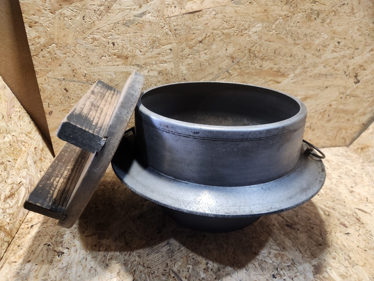 羽釜 蓋付き 両手鍋 アルミ鍋 釜 鍋 直接29cm レトロ 古道具 調理器具 古民家 古道具 昭和 M