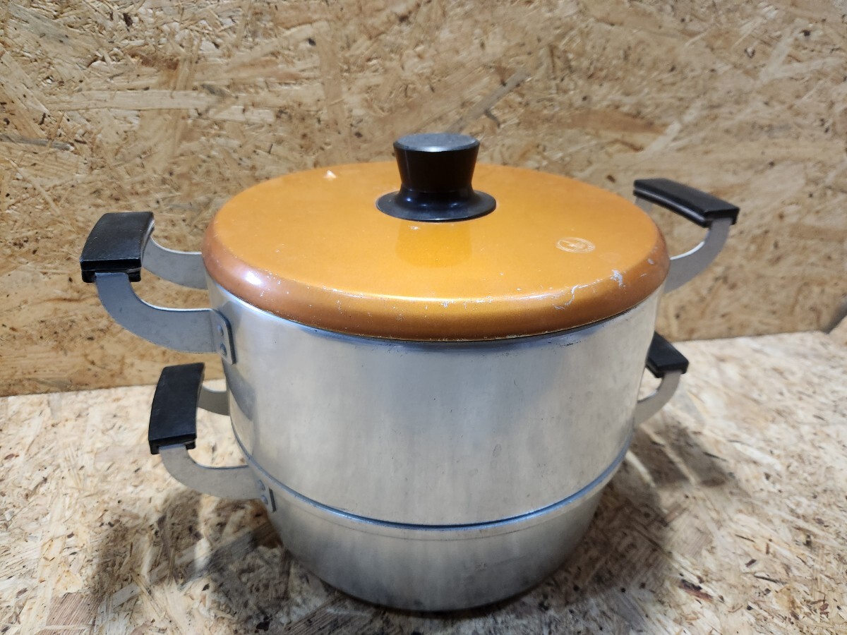 アルミ ２段 蒸し器 25cm アルミ製 せいろ セイロ 蒸籠 スチーム 両手なべ フタつき 蒸し鍋 アルミ鍋 両手鍋 肉まん しゅうまい M