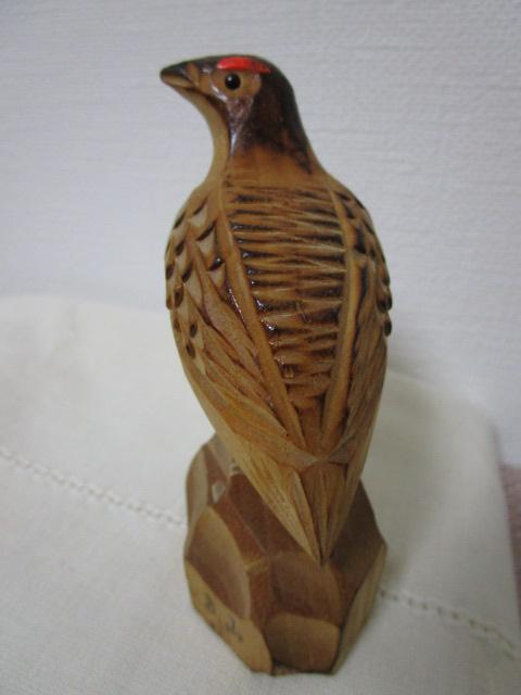 昭和のお土産 立山 雷鳥 木彫 1976年 10cm