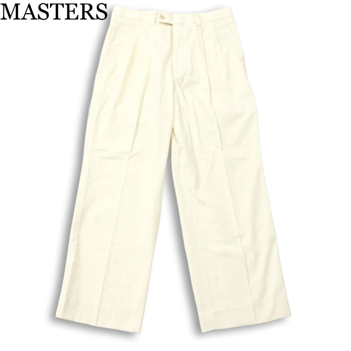 【新品 未使用】 MASTERS マスターズ 通年★ タック ストレート スラックス パンツ Sz.W82 メンズ 白 ゴルフ
