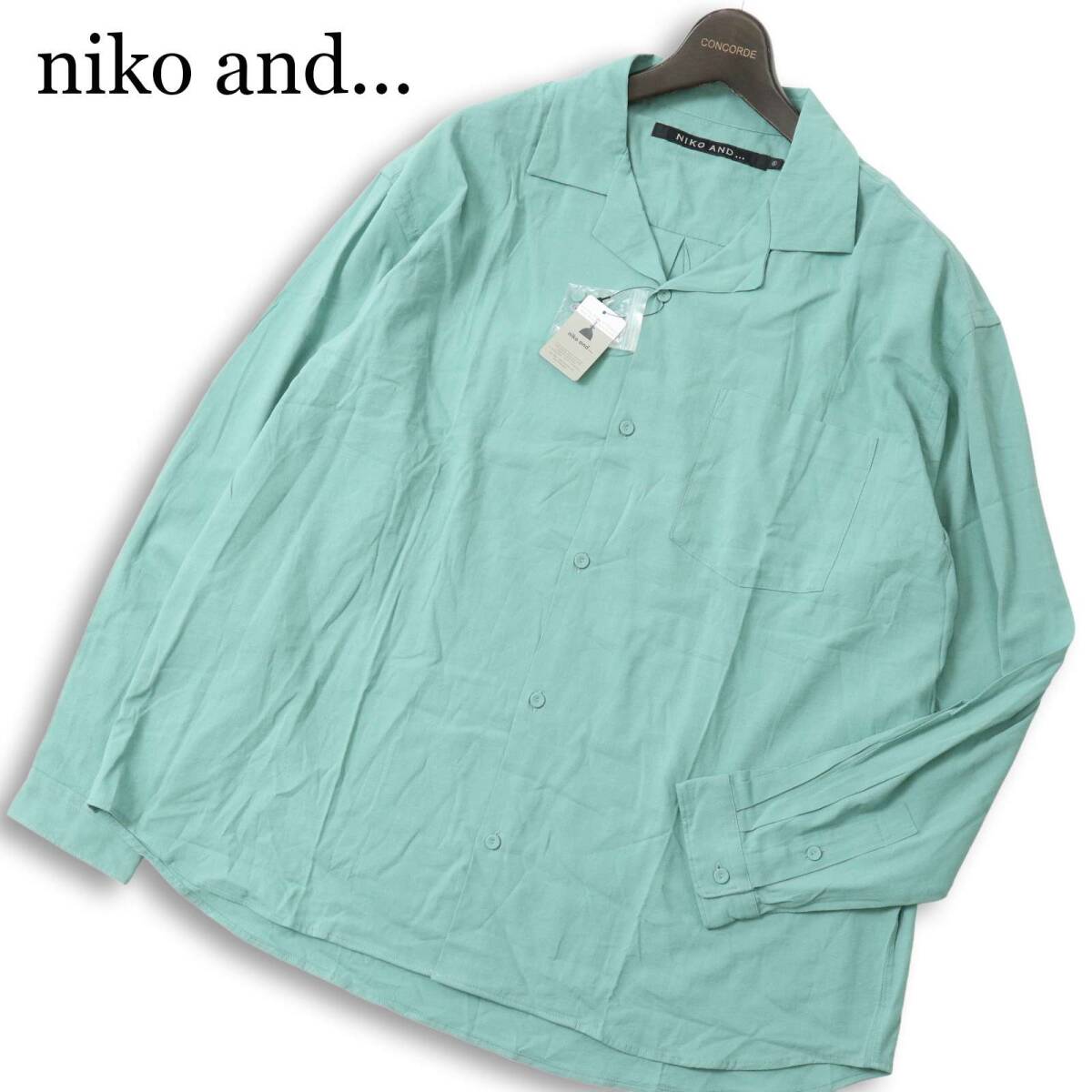 【新品 未使用】 niko and... ニコアンド 通年★ 長袖 オーバーサイズ クレープ オープンカラー シャツ Sz.4 メンズ