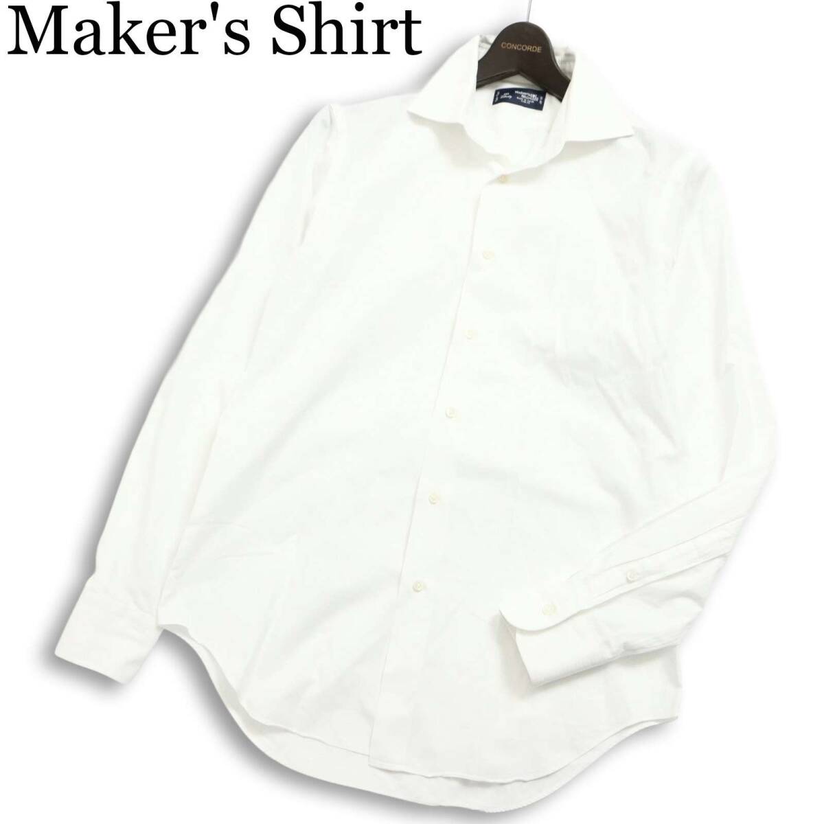 Maker's Shirt メーカーズシャツ 鎌倉 通年★ 長袖 ストライプ シャツ ワイシャツ 日本製 Sz.39-87 メンズ 白