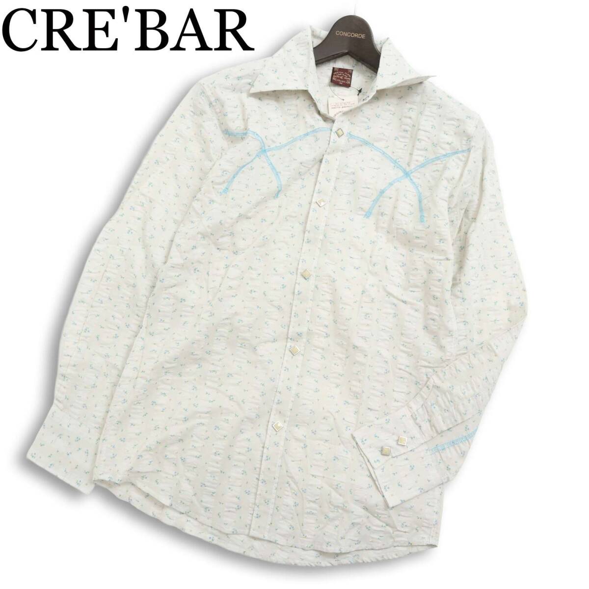 【新品 未使用】 CRE'BAR クレバー 通年★ 長袖 花柄 フラワー 総柄 ウエスタン ガーゼ シャツ Sz.M メンズ