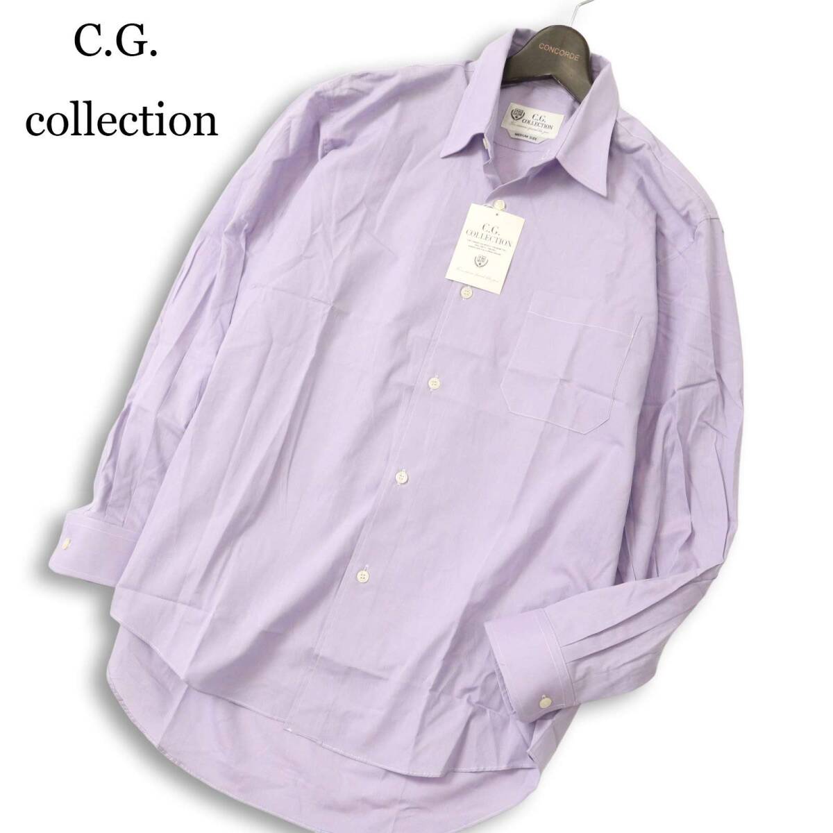 【新品 未使用】 C.G. COLLECTION 通年★ 長袖 チェック シャツ ワイシャツ 日本製 Sz.M メンズ
