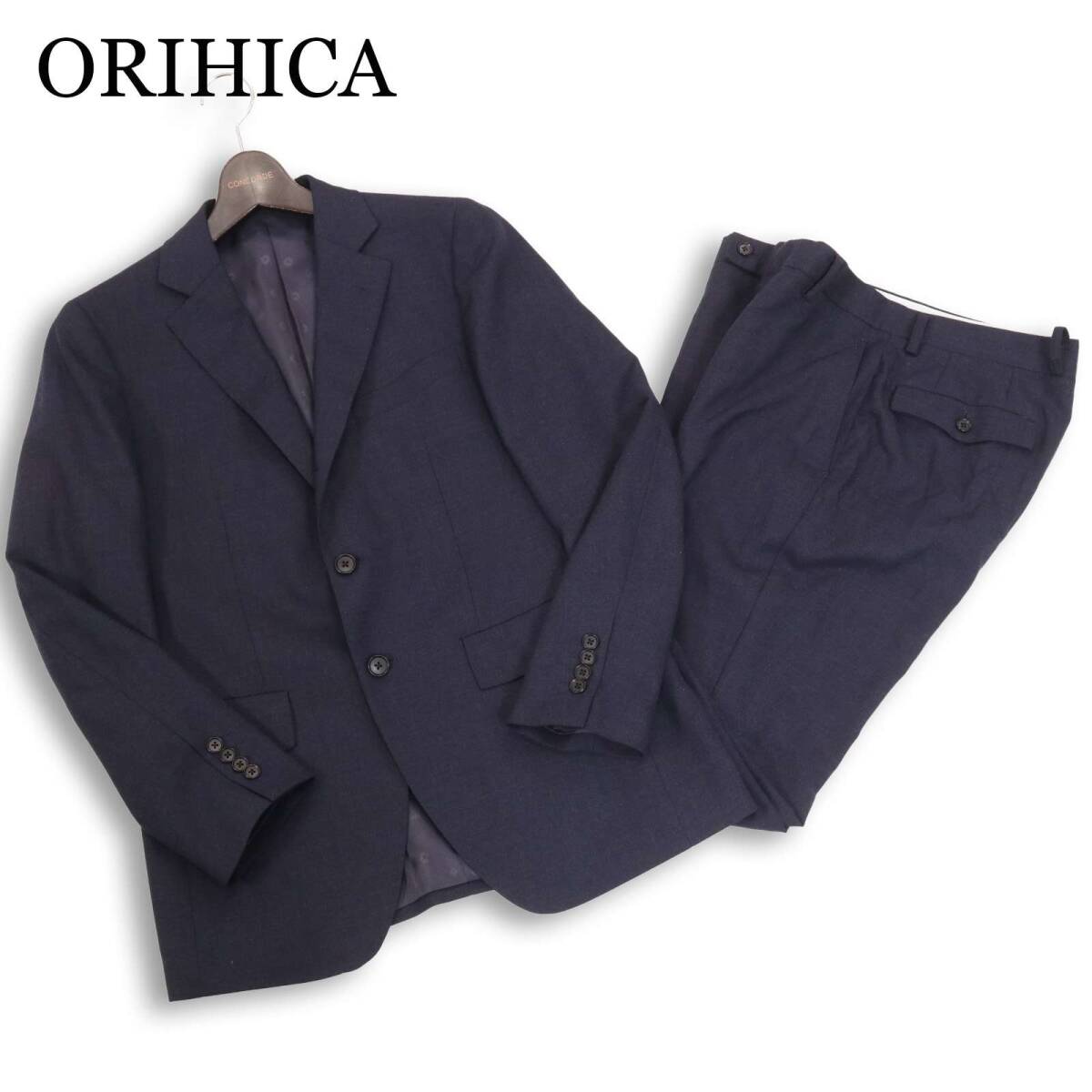 ORIHICA オリヒカ 通年 総裏★ ビジネス ストレッチ セットアップ スーツ Sz.90A4 メンズ ネイビー 無地