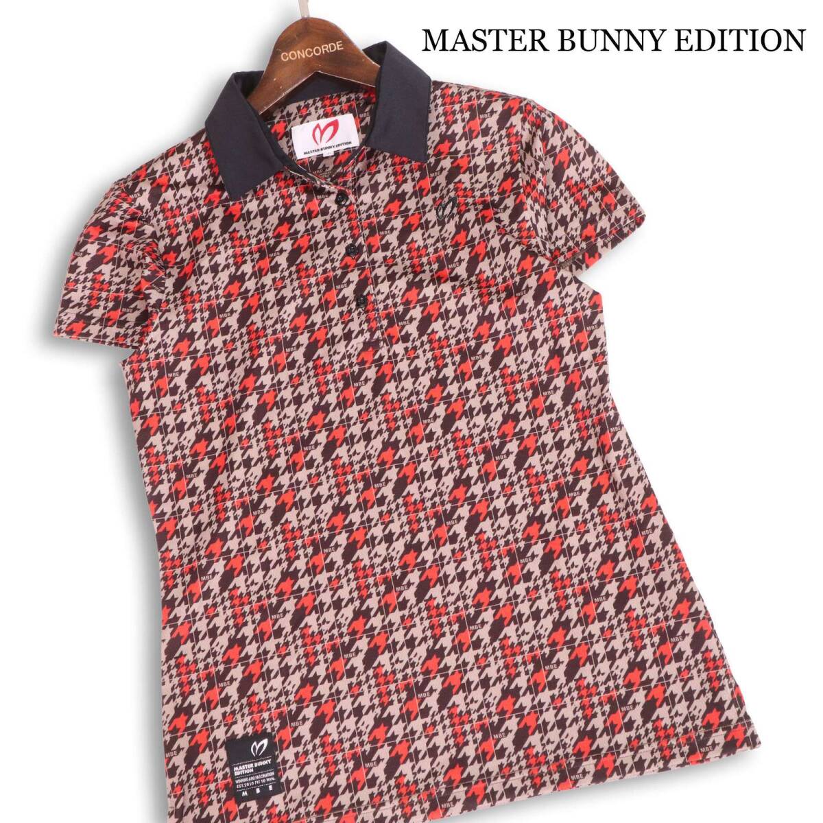 22SS★ MASTER BUNNY EDITION マスターバニー パーリーゲイツ ゴルフ 春夏 千鳥柄♪ 半袖 ポロシャツ Sz.1　レディース