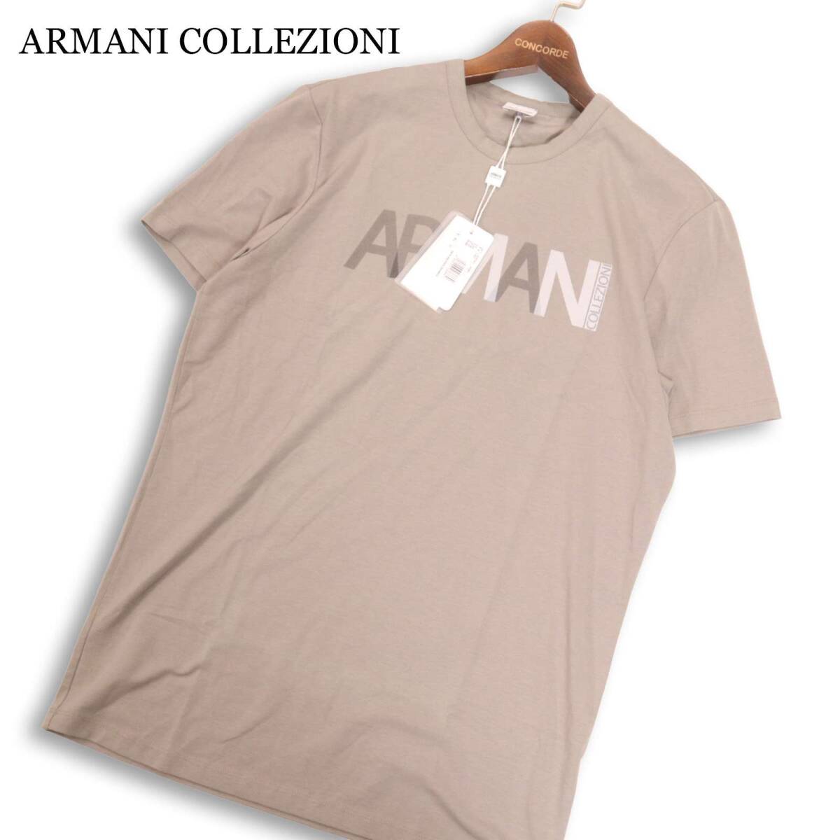 【新品 未使用】 ARMANI COLLEZIONI アルマーニ コレツィオーニ 春夏★ 半袖 ロゴプリント Tシャツ カットソー Sz.XL メンズ