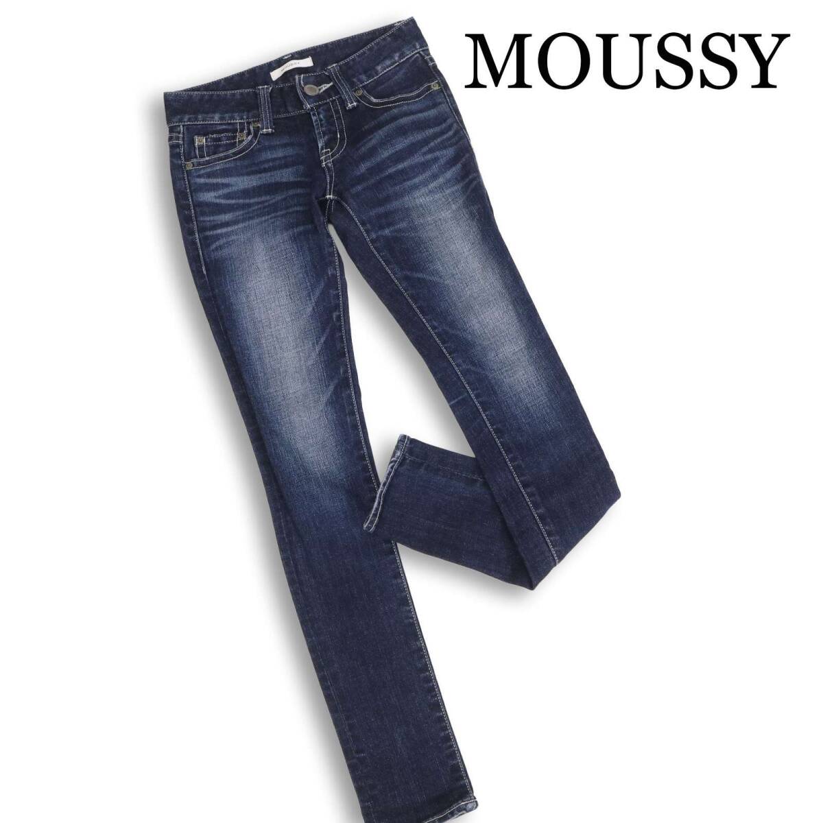 MOUSSY マウジー 【Original Skinny】 ストレッチ USED加工 刺繍 スキニー デニム パンツ ジーンズ Sz.23 レディース