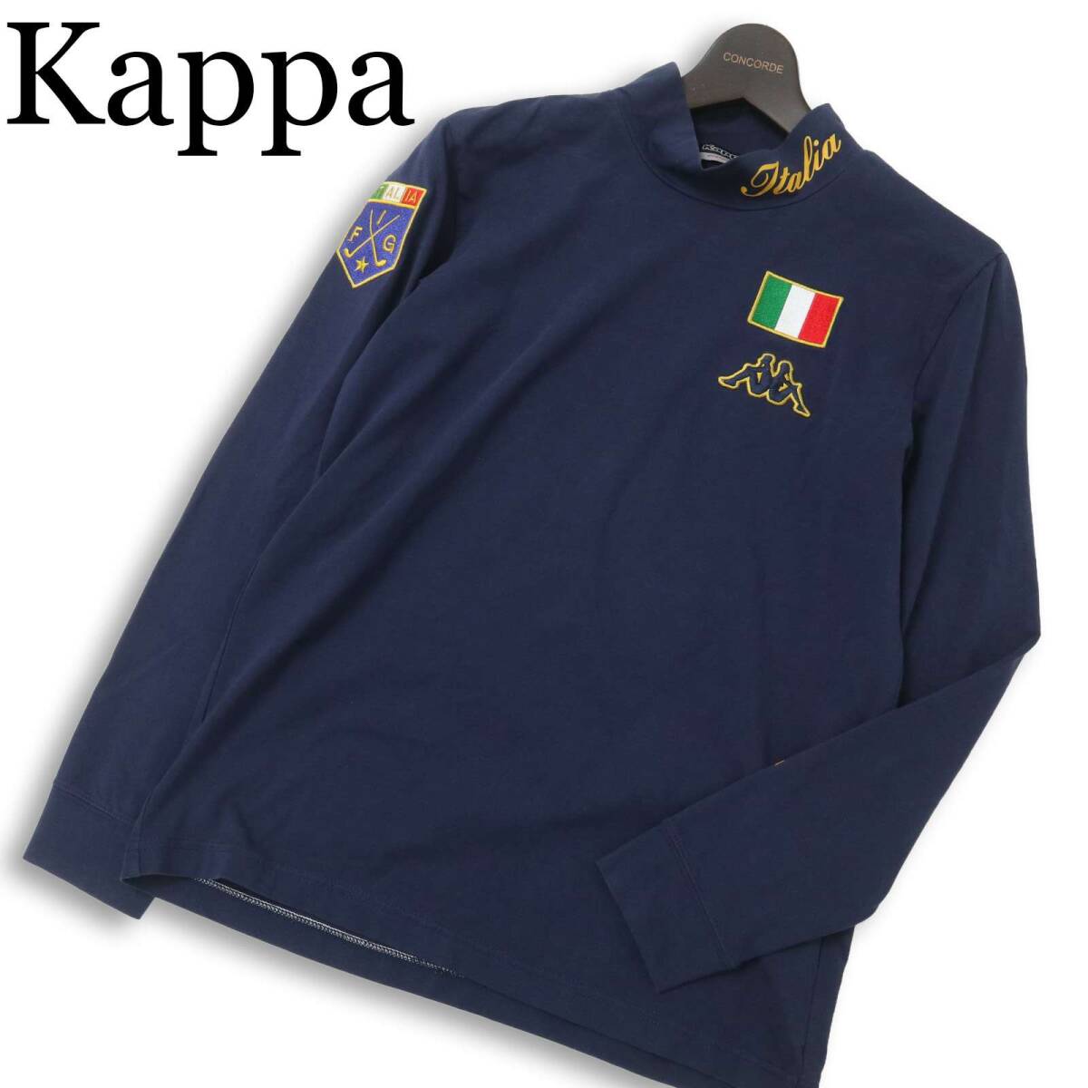 Kappa GOLF カッパ ゴルフ 通年 ロゴ ワッペン★ 長袖 モックネック シャツ Sz.M　メンズ ネイビー