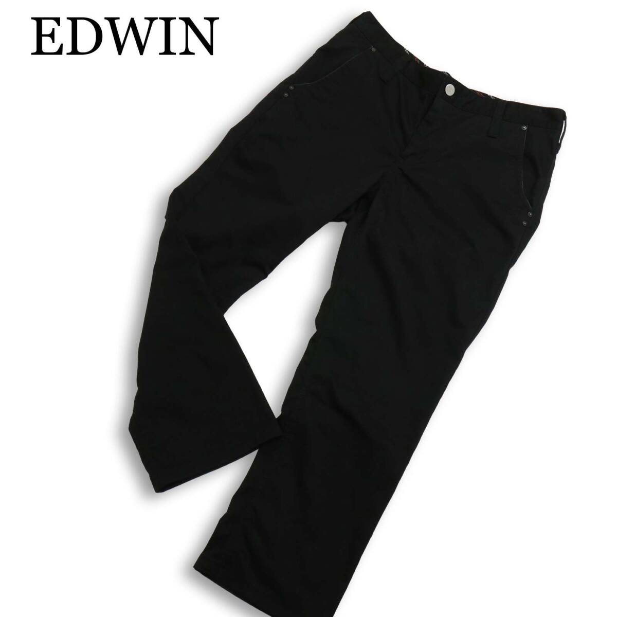 EDWIN エドウィン 通年★ 【 K40393】 ストレッチ ストレート ワーク トラウザー パンツ Sz.L メンズ 黒