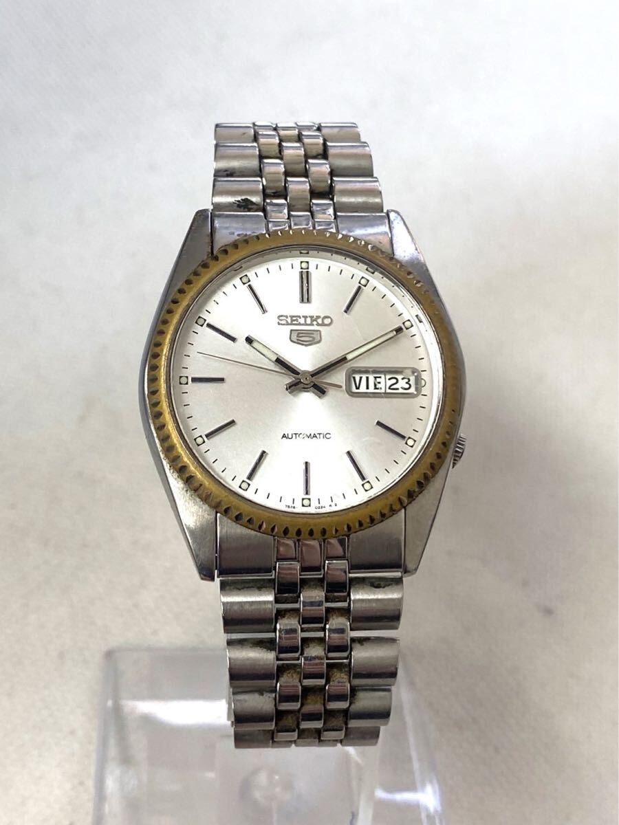 SEIKO セイコー 5 ファイブ 7S26-3110 自動巻き 腕時計 シルバー文字盤 デイデイト ラウンド ki032604