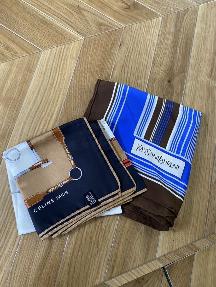 イヴサンローラン YVES SAINT LAURENT CELINE セリーヌ ハンカチ スカーフ セット tn080801