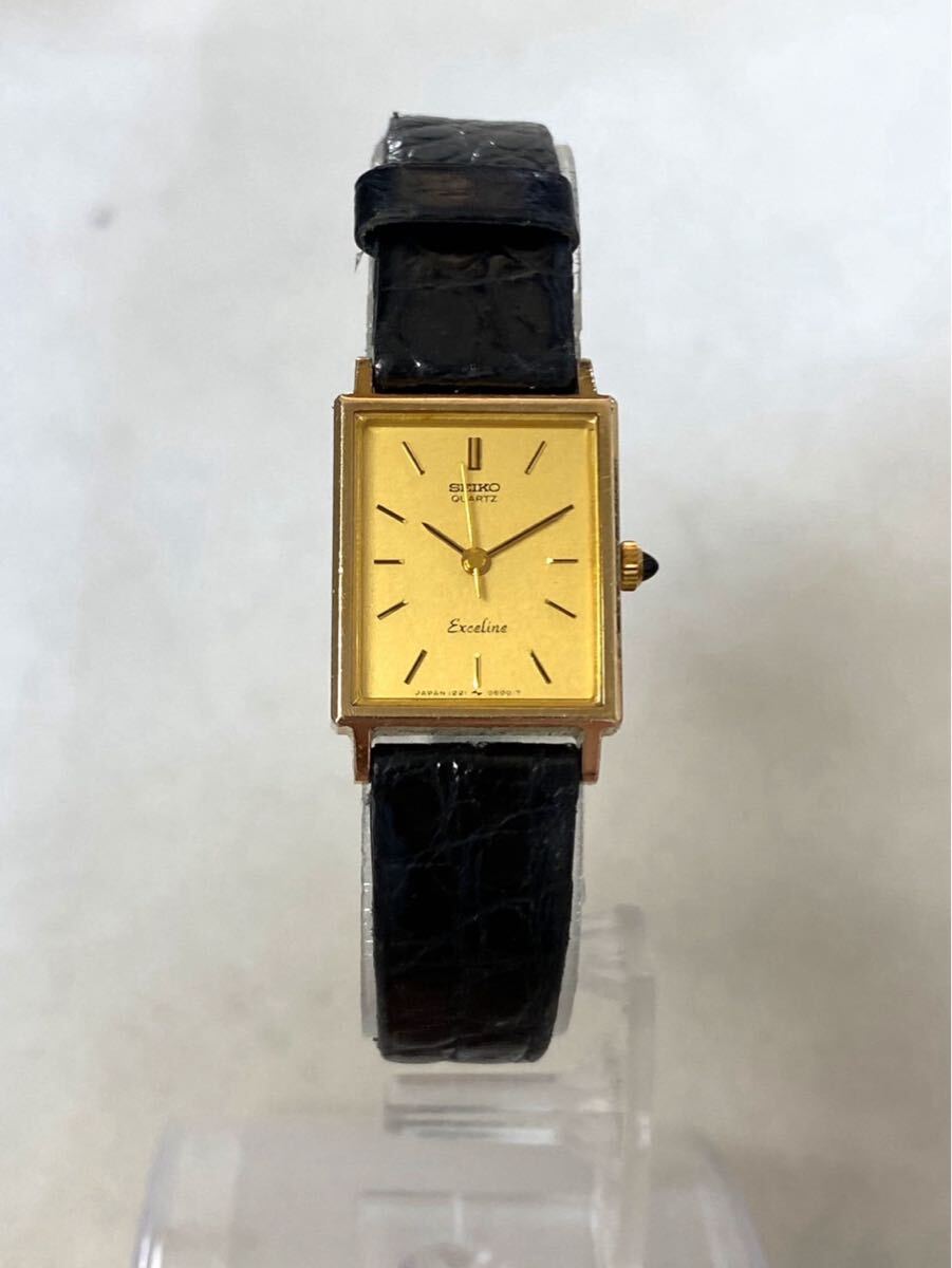 SEIKO セイコー EXCELINE エクセリーヌ 1221-5400 10K 腕時計 クォーツ ゴールド文字盤 スクエアフェイス ki031901