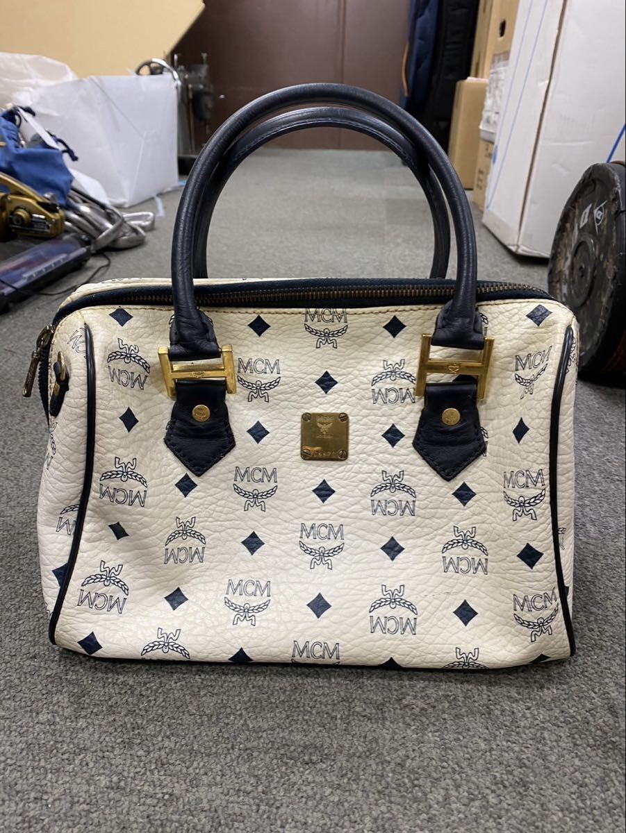 MCM エムシーエム ミニボストンバッグ ハンドバッグ ヴィセトス柄 白 ot031502