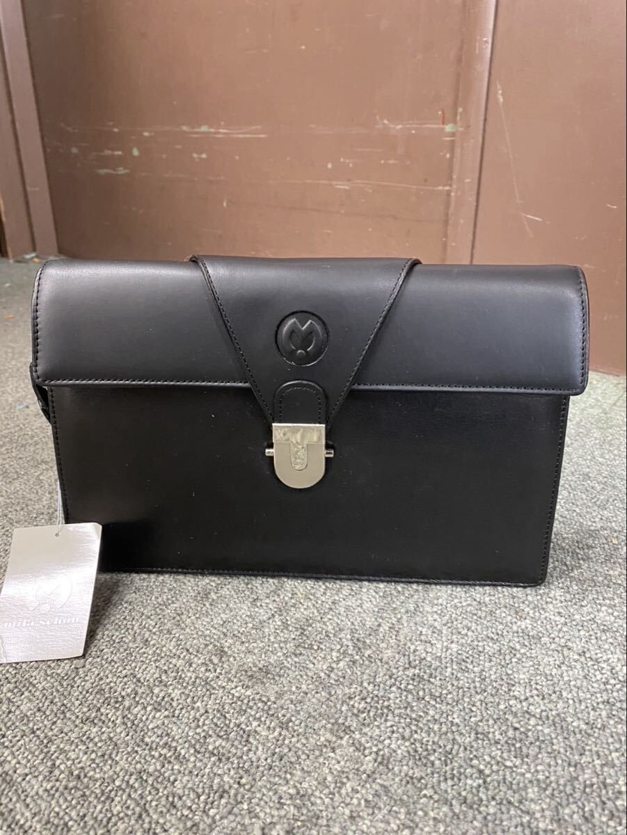未使用 Mila schon ミラショーン レザー セカンドバッグ 　クラッチバッグ 黒 ブラック メンズ ss020204