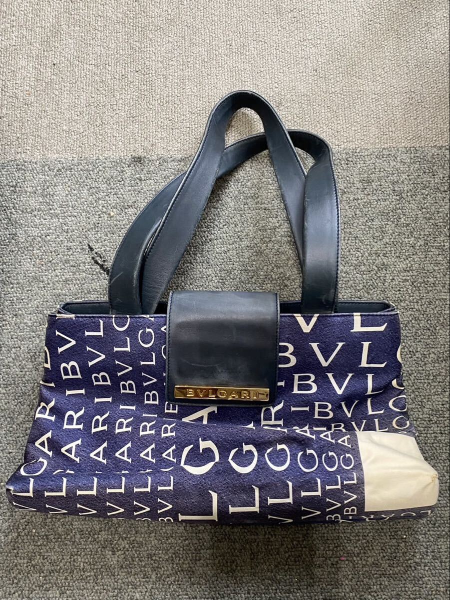 BVLGARI ブルガリ ロゴマニア ハンドバッグ トートバッグ レディース 青 ブルー sh030501