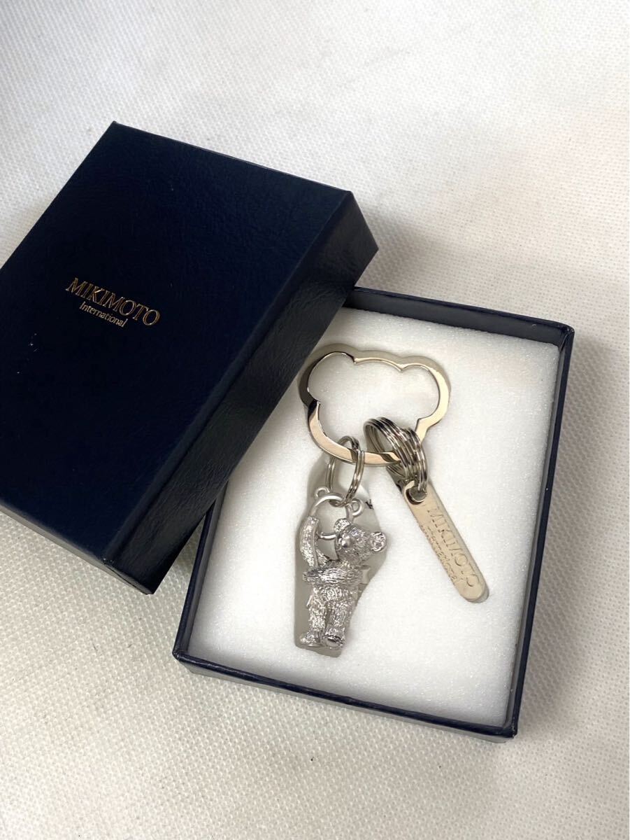 極美品 MIKIMOTO ミキモト キーリング キーホルダー テディベア クマ シルバー 032604
