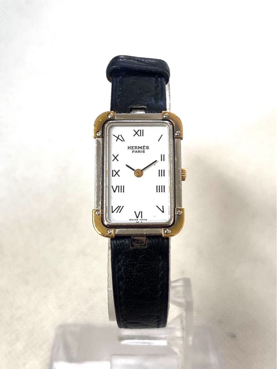 エルメス HERMES クロアジュール 腕時計 クォーツ スクエアフェイス 白文字盤 稼働 ki032502