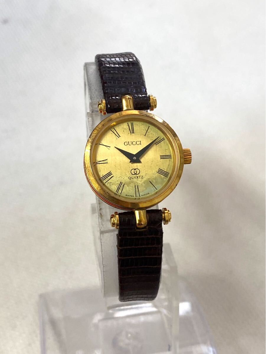 GUCCI グッチ 腕時計 レディース クォーツ ラウンドフェイス ゴールド文字盤 未稼働 ki032503