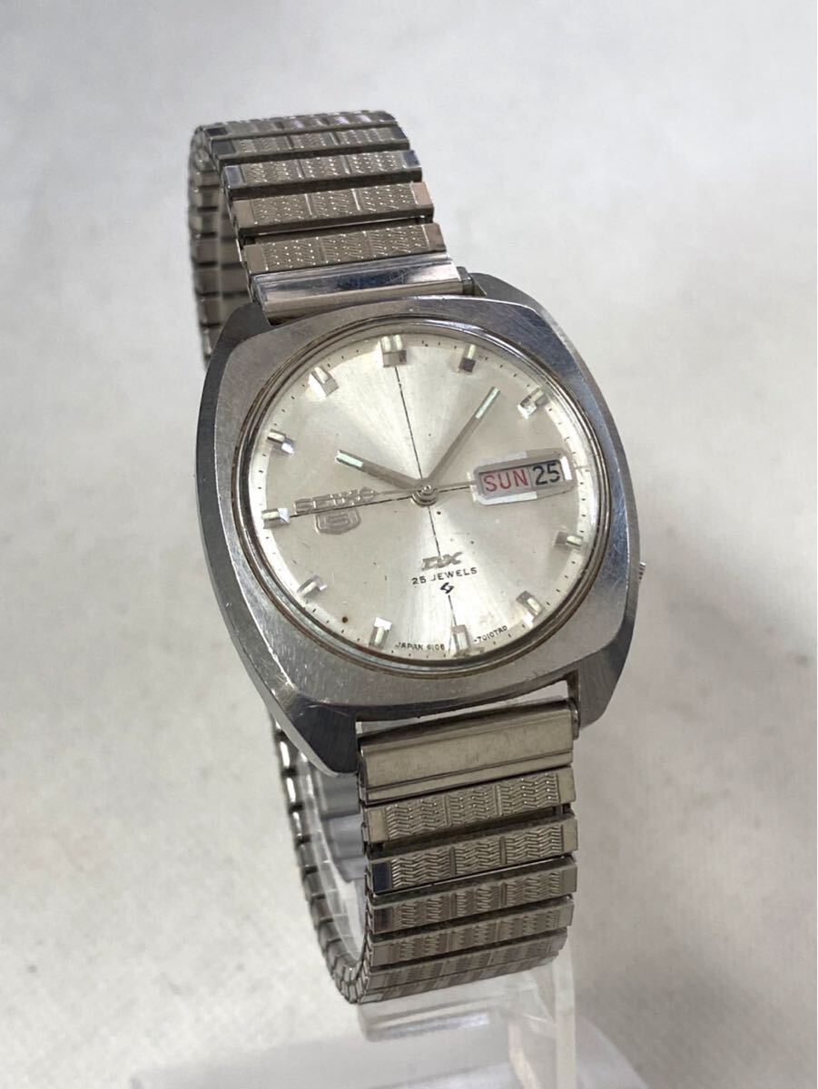 SEIKO セイコー 5 ファイブ DX デラックス 6106-7010 自動巻き 腕時計 シルバー文字盤 デイデイト yn031601
