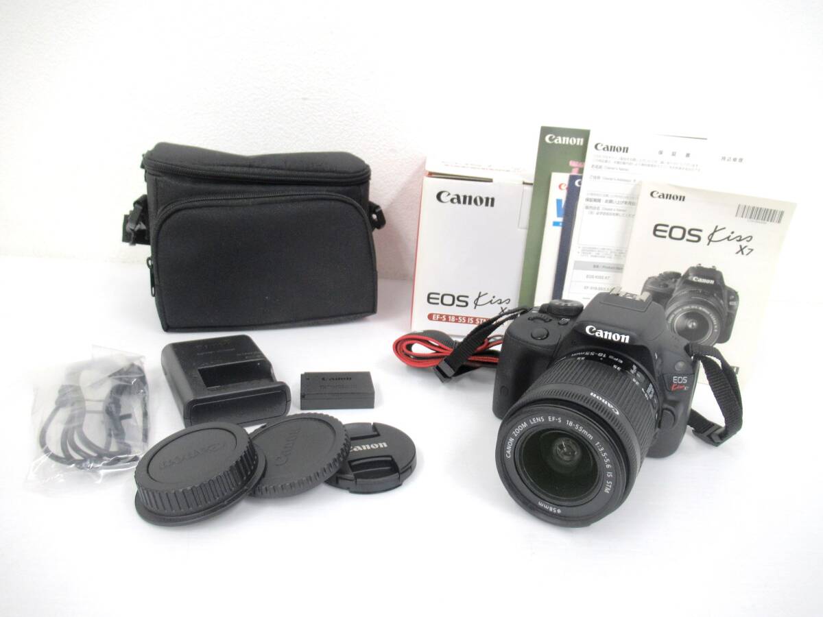 【Canon/キヤノン】卯⑤8//箱付/美品 CANON EOS Kiss X7 CANON ZOOM LENS EF-S 18-55mm 1:3.5-5.6 IS STM