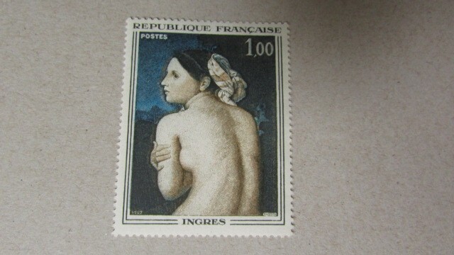 148　フランス　1967年の絵画；ドミニク・アングル（1780-1867）「水浴者」　1種完　1967-09-09