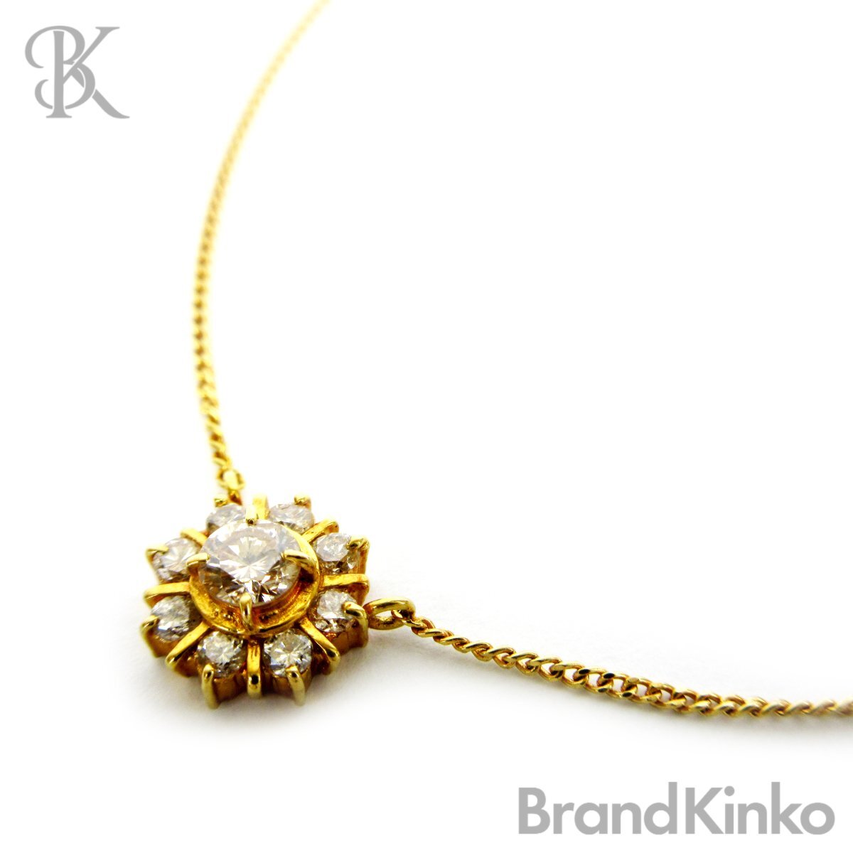 美品 K18 ダイヤトップネックレス イエローゴールド 0.33ct 重量約2.5g 全長約40.0cm 超音波洗浄済み ◇