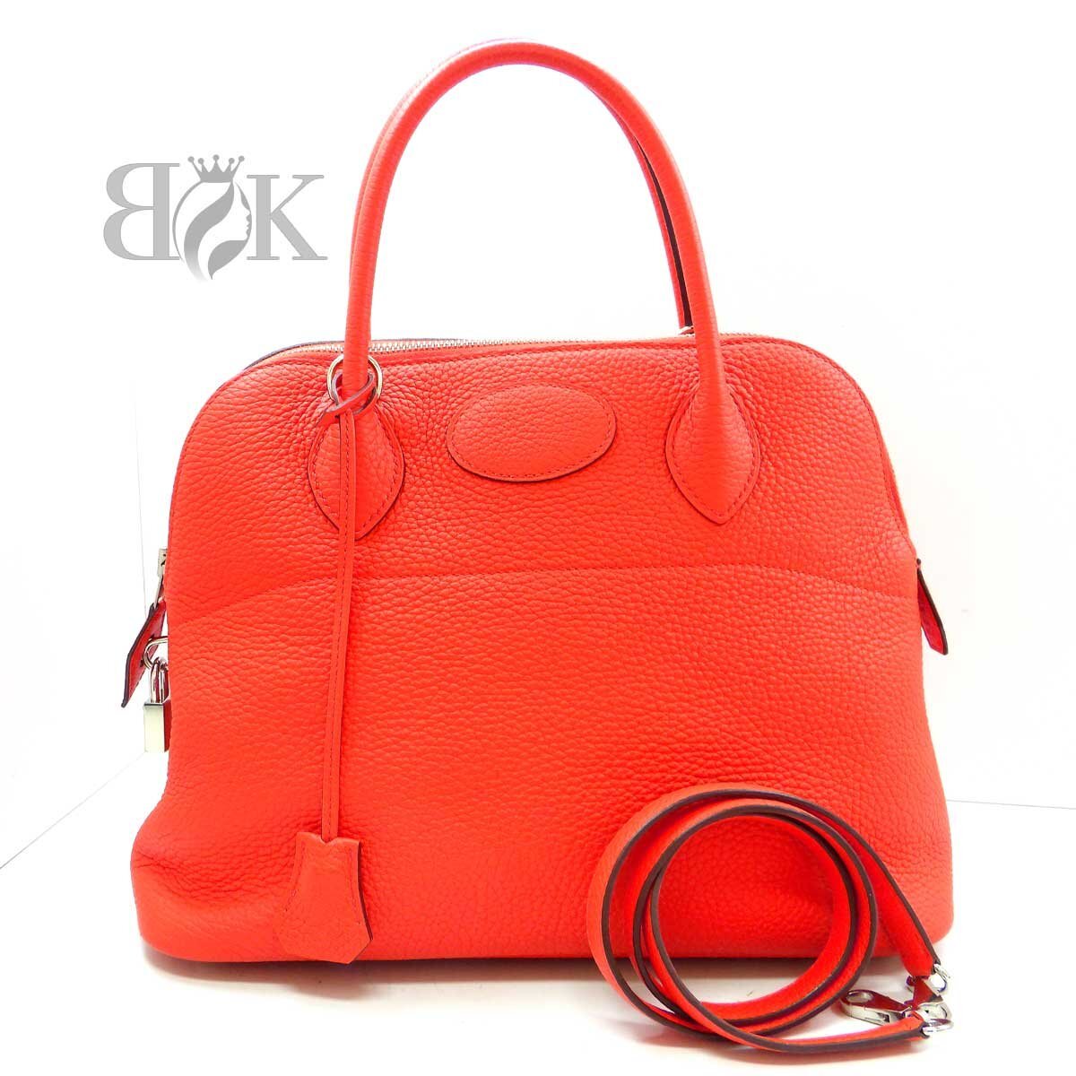 エルメス ボリード31 T刻印 赤系 シルバー金具 ハンドバッグ 2WAY 美品 ●