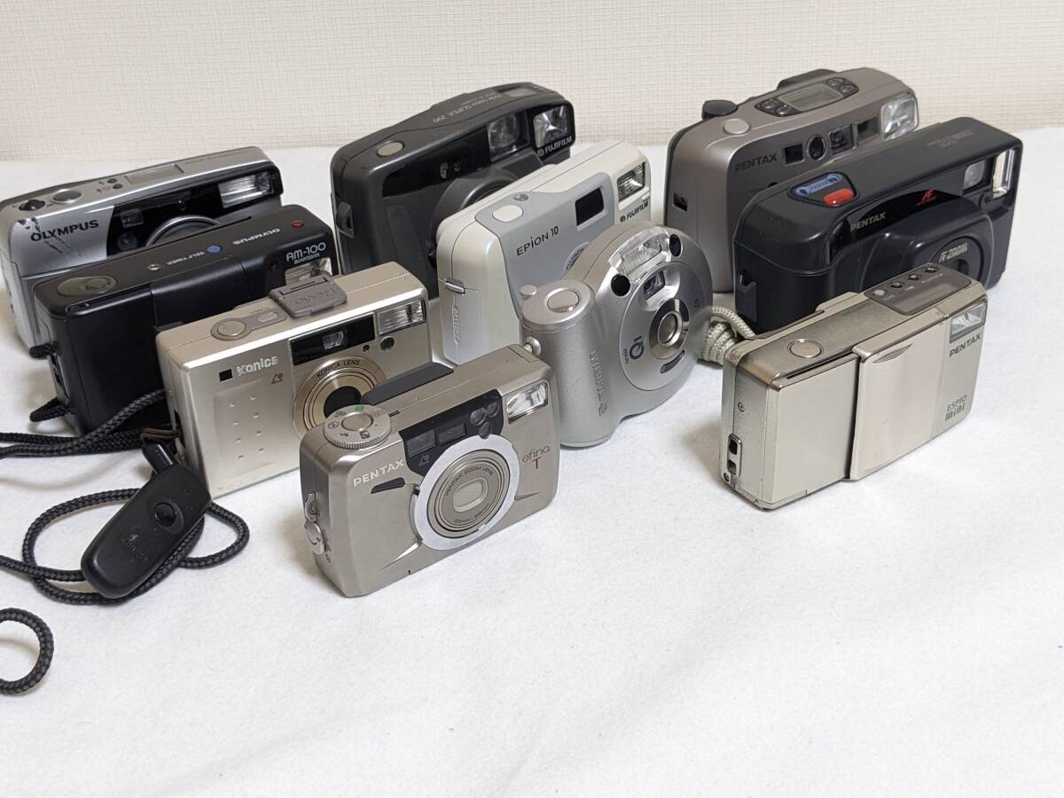 PENTAX FUJIFILM OLYMPUS Konica コンパクトフィルムカメラ まとめて 通電のみチェック ジャンク 富士フィルム ペンタックス オリンパス 
