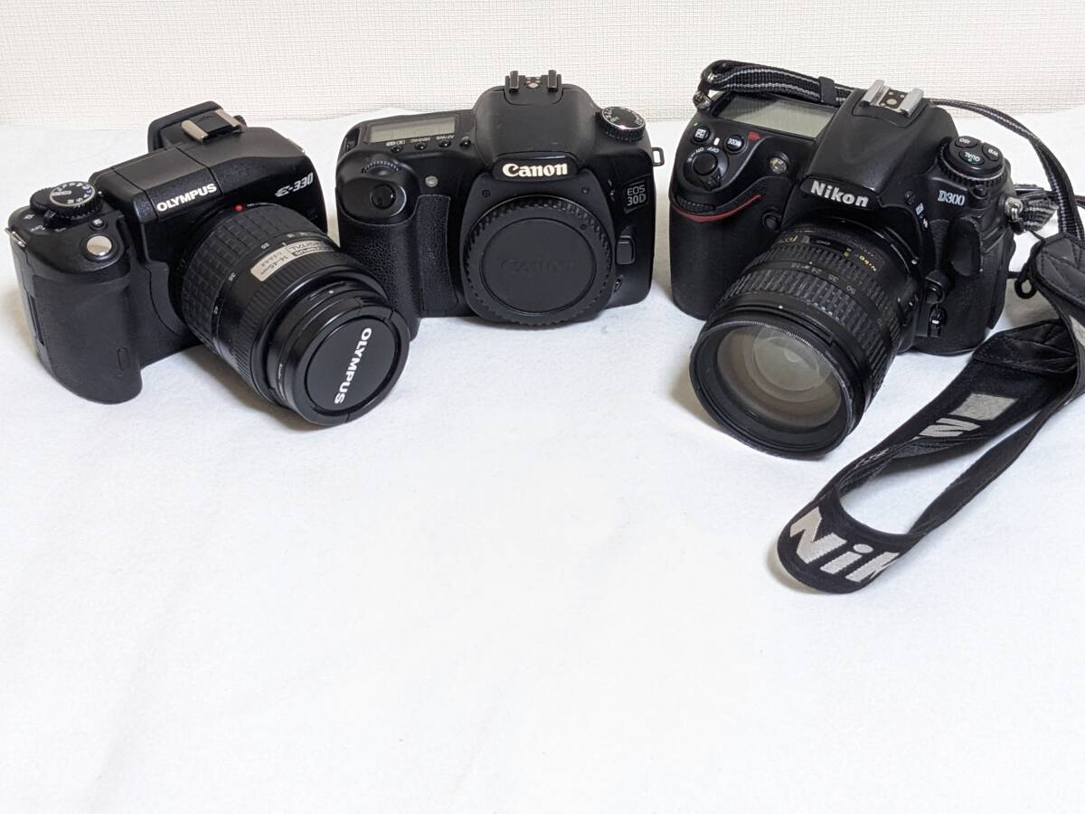 Nikon D300 CANON EOS 30D OLYMPUS E-330 一眼レフデジタルカメラ ニコン オリンパス キャノン ジャンク 動作未確認 まとめ 部品取り