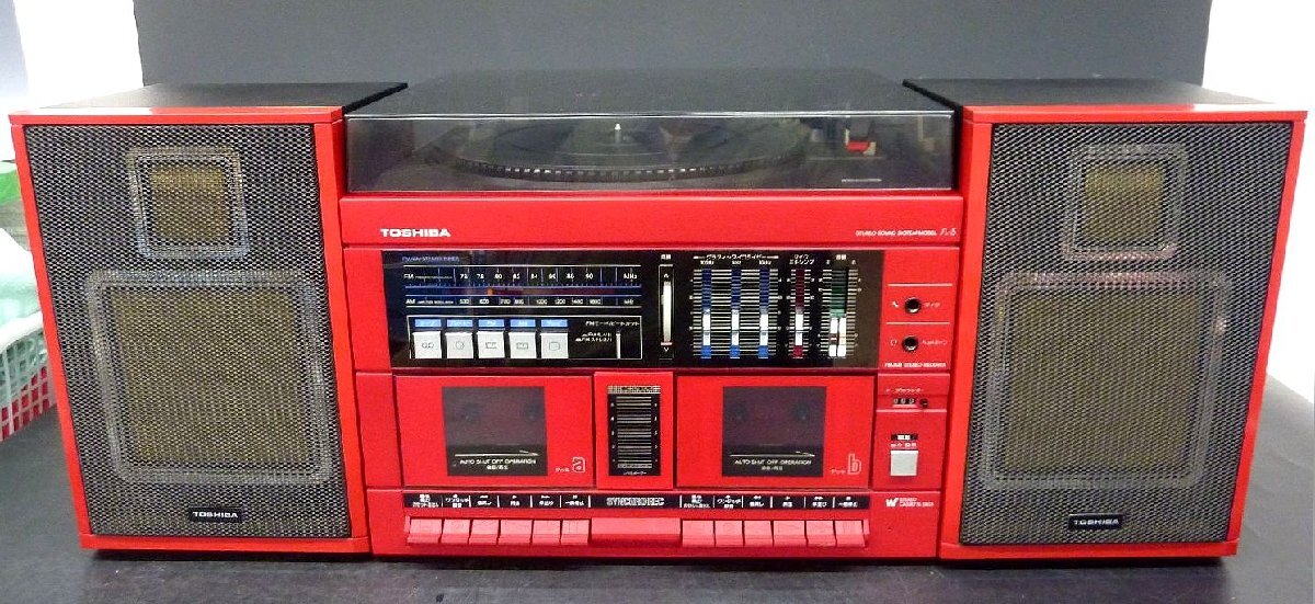 [ZEROnet] 昭和レトロ　オーディオ機器　東芝　レコードプレーヤー一体型ダブルデッキコンポ　SL-5　レコード再生OK ジャンク ΣK804-27