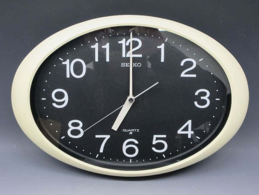 [ZEROnet] SEIKO セイコー QA515 スペースエイジ 掛け時計 電波時計 オーバル QUARTZ クォーツ 家電 ミッドセンチュリー ジャンク ％H84-24