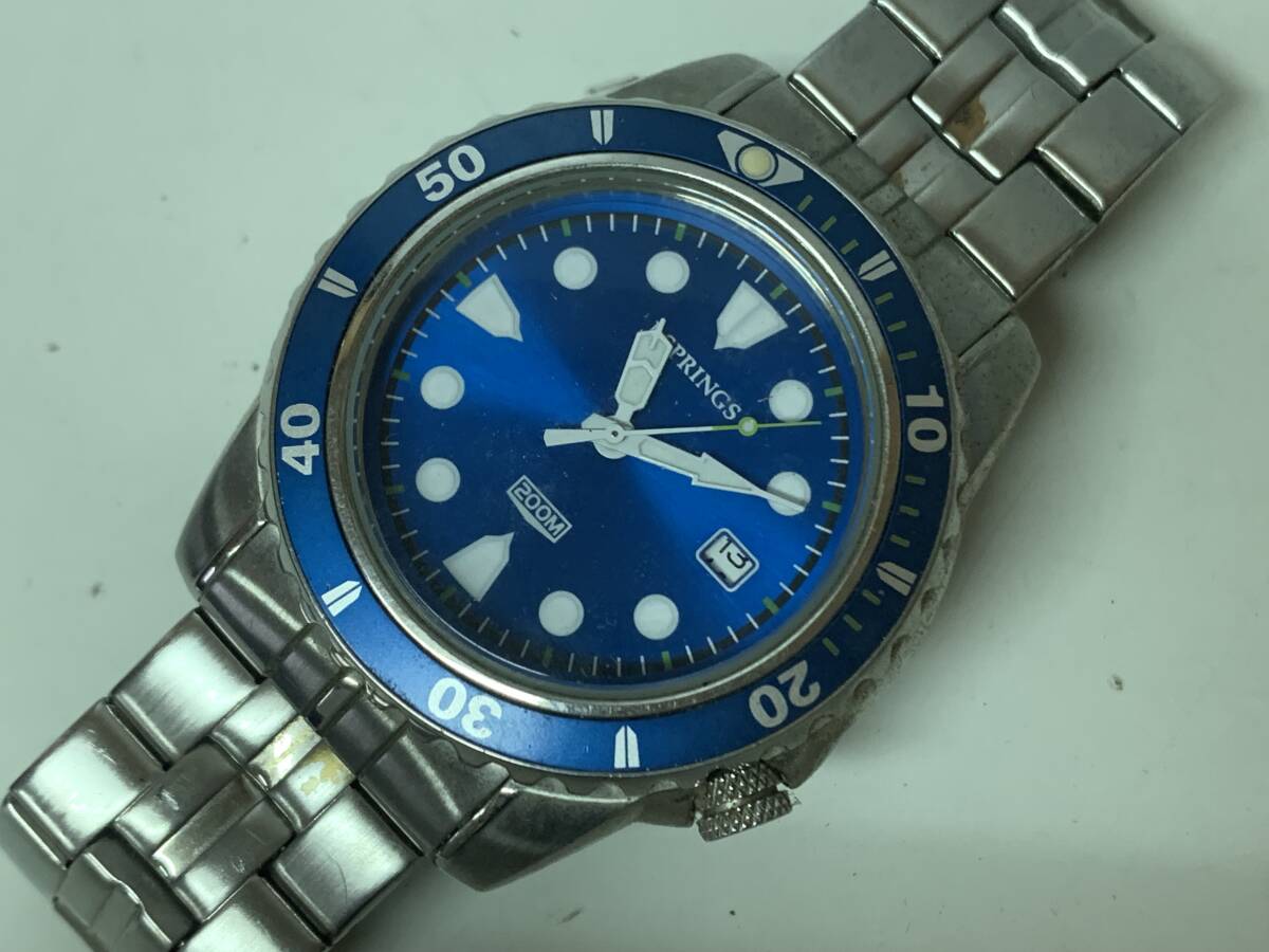 Ut24◆J.SPRINGS ジェイスプリングス◆腕時計 ダイバーズ風200m防水 BBH103 クォーツ SEIKO系 メンズ ブルー文字盤 ジャンク